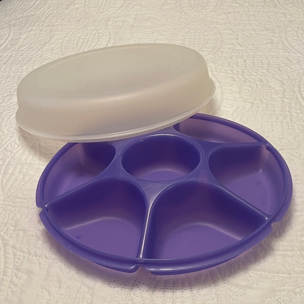 Tupperware Purple Large Divided Serving Tray for Fruits Veggies Appetizers
